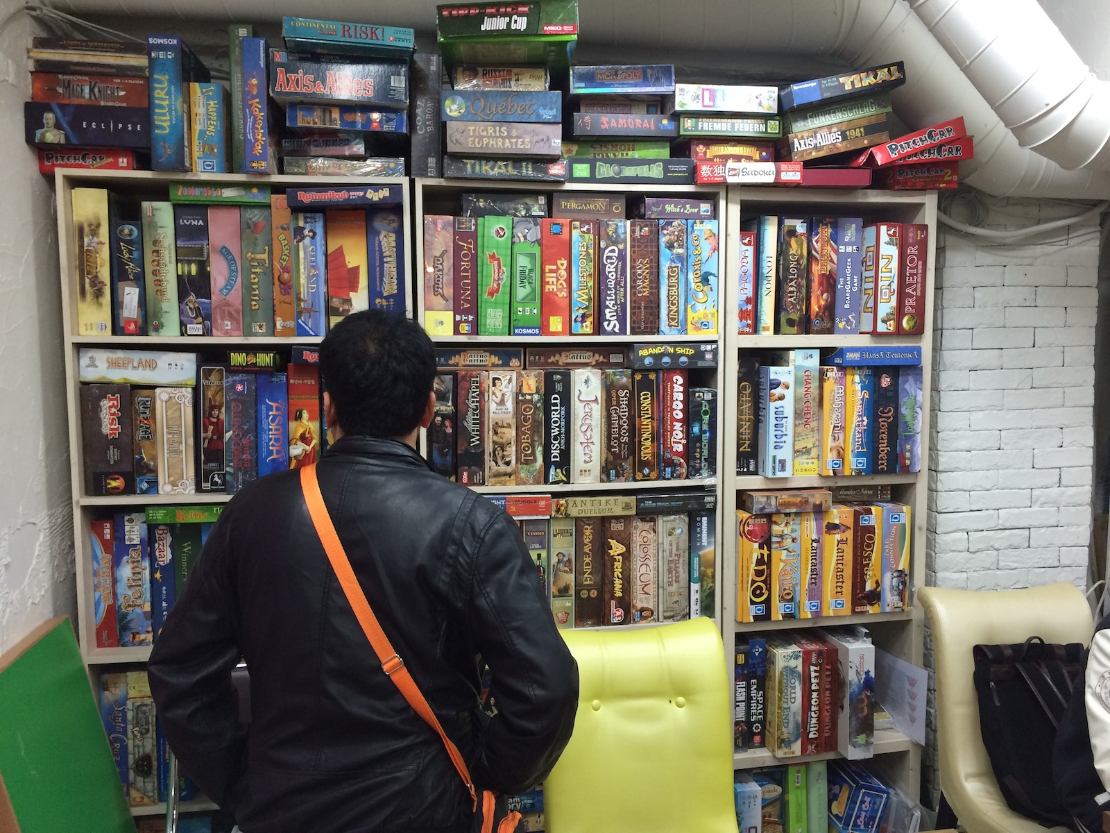 Poy checking out boardgames